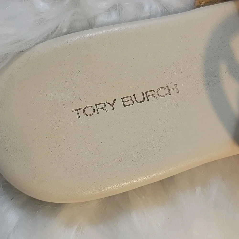 TORY BURCH Miller Logo Leccio/Pesca‎ Soft Calf Leather Sandals Size 6